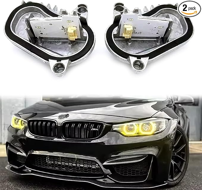 SOCAL-LED LIGHTING Yellow Angel Eye Daytime Running Light DRL Non-Adaptive Headlight Insert Diode Module LED Control Unit Fit for BMW 2018-2020 F32 F33 F36 4 Series LCI, Pack of 2