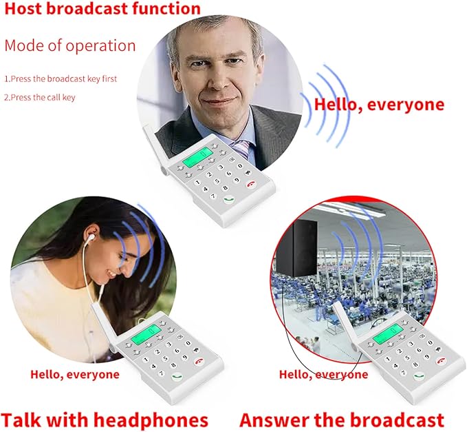Eujgoov 1000m Distance Wireless Intercom Phone Hands Intercom System Intelligent Networking for Home, Business Office, Classroom, Telephone Audio (White)