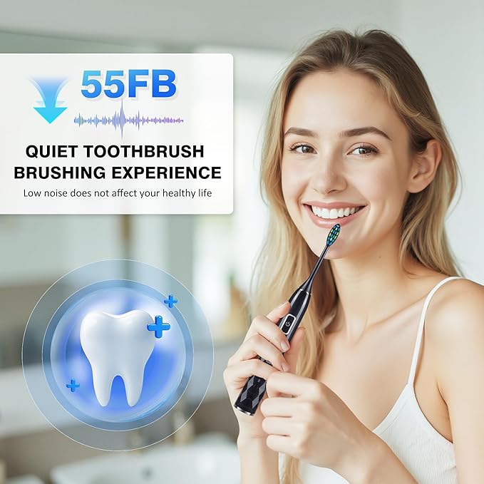 ZUAMEGU Sonic Electric Toothbrush for Adults - Deep Cleaning Teeth Whitening6 Replacement Brush Heads100-Day Battery5 Modes w/SensitiveIPX7 Waterproof (Color Options)