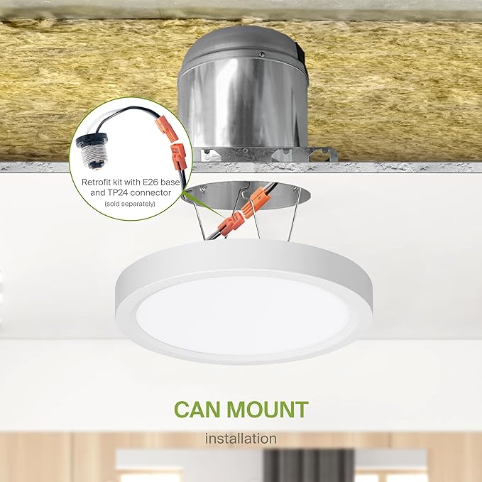 ASD LED 7" Round Flush Mount Ceiling Light Fixture, Low Profile Surface Lighting | 5CCT, Dimmable, Ultra-Thin, ETL Listed | 15W 1260LM 2700-6000K 120V | Kitchen, Bedroom, Hallway Lamp | White, 6 Pack
