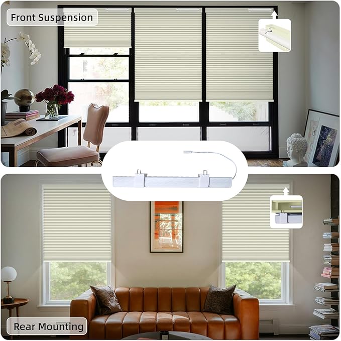 SmartWings Motorized Cellular Shades, Honeycomb Blinds Compatible with Zigbee/Alexa/Z-Wave/Homekit, Wireless Remote Control for Smart Home and Office in Customized Size,70% Blackout White
