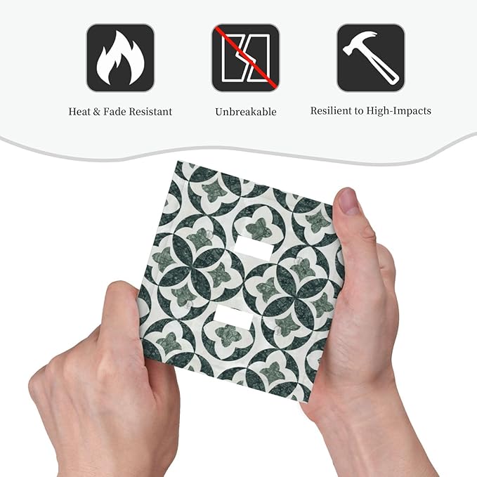 Bvtewkhz Green Luxury Modern Cubic Marble 2 Gang Double Toggle Decorative Light Switch Covers Electrical Faceplate Switch Plates for Bathroom Kitchen Home
