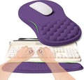 KUOSGM 2-in-1 Ergonomic Set, Wave Rise Keyboard Wrist Rest and Massage Bulge Slope Mouse Pad Wrist Support, Cushion Memory Foam Integrated to Relieve Wrist Pain, Dark Purple