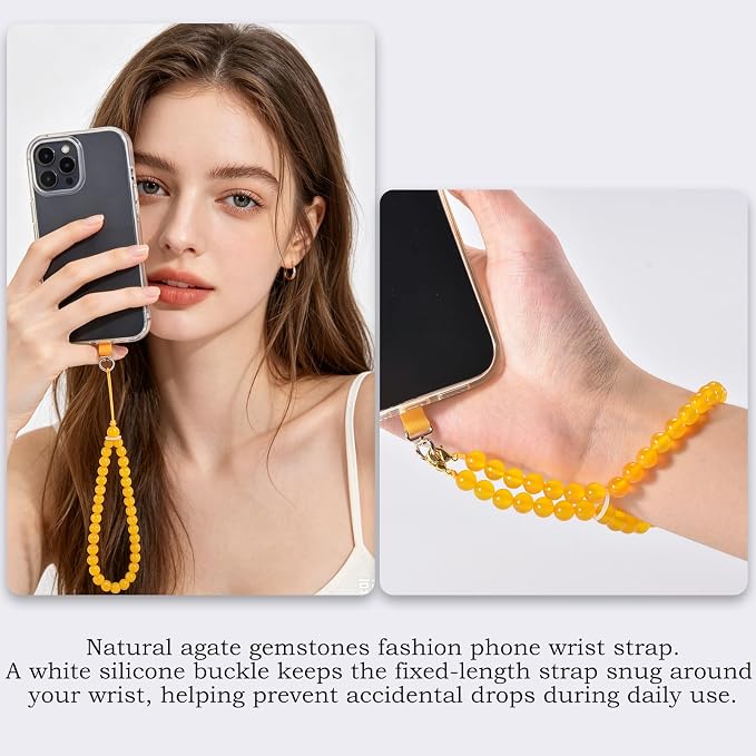 Agate Beaded Phone Wrist Strap for Women Men Stone Beads Charm Handmade - Image 2