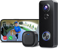 XTU Battery Doorbell, 180° Head-to-Toe Video, Live View with Two-Way Talk, No Monthly Fee, 2.4G Wi-Fi with Chime, Local/Cloud Storage, Human Detection, Compatible with Alexa & Google Home