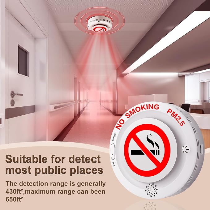 2in1 Cigarette Detector with Remote Control, No-Smoking and PM2.5 Alarm with - Image 4