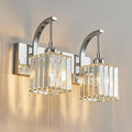 FDPBY Crystal Vanity Lights 2-Light Chrome Wall Lamp Modern Crystal Bathroom Light Fixtures Over Mirror 13.77" Long Bathroom Wall Sconce