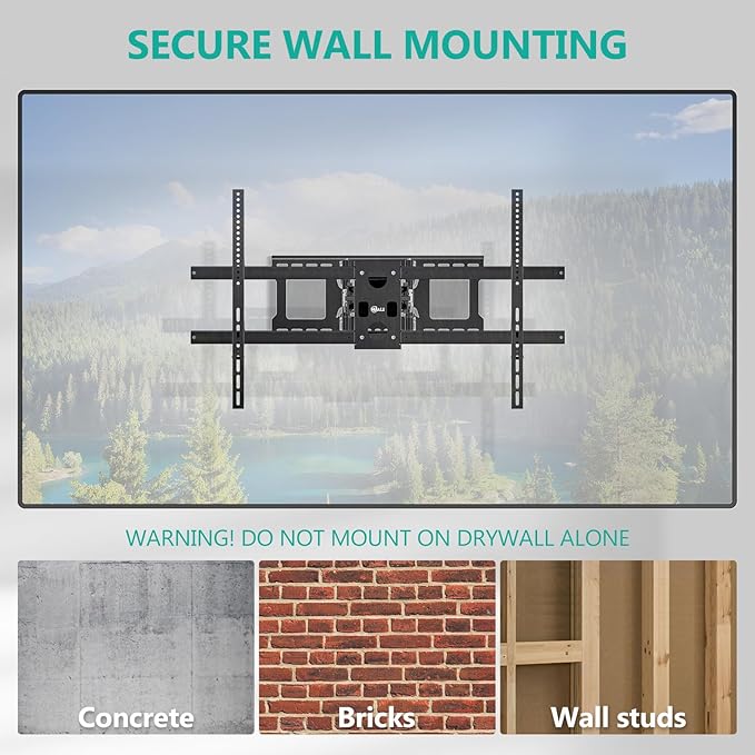 WALI Heavy Duty Full Motion TV Wall Mount Bracket for Extra Large TVs,Holds up to 220Ibs, Swivel Tilt Rotatable,Max Mounting Holes 1000x600, Fits 65 75 85 100 120 inch LED/LCD/OLED 4K/8K on Wood Stud