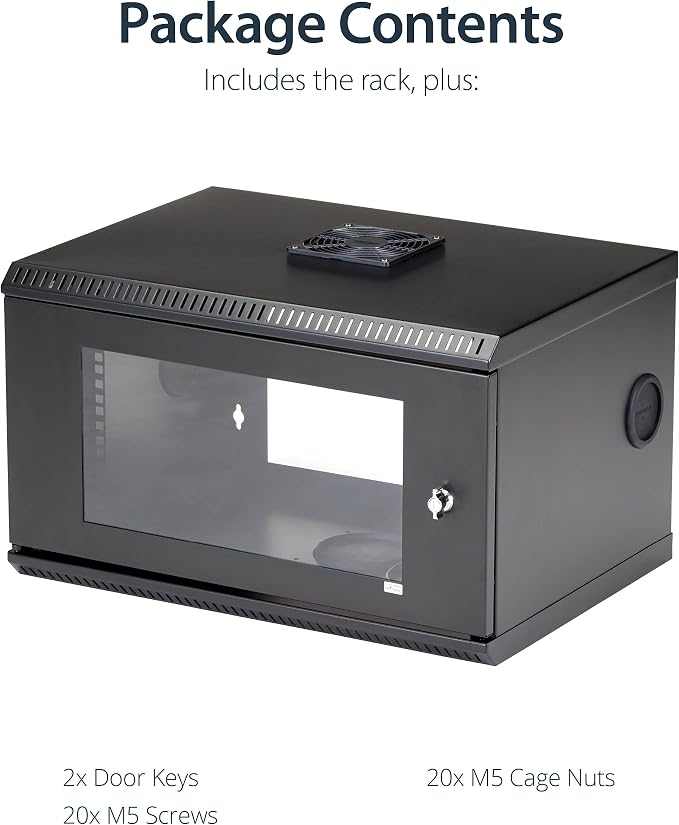 StarTech.com 2-Post 6U Wall Mount Network Cabinet w/ 1U Shelf, Ships Fully - Image 6
