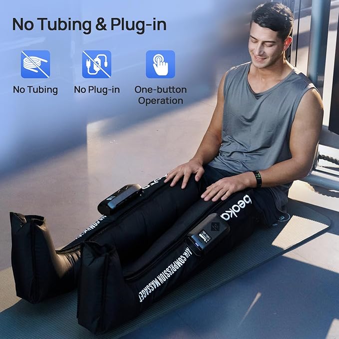 beoka Leg Massager for Circulation and Pain Relief, Cordless Air Compression Boots with 5 Modes 15 Intensities for Athletes Runners and Travelers, Leg Recovery System-S