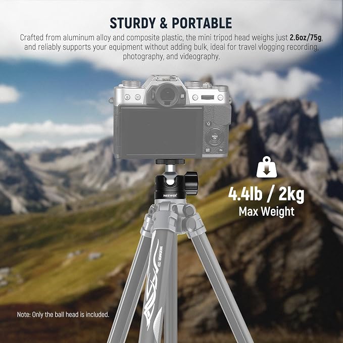 NEEWER Basic Mini Ball Head, Portable Tripod Head Camera Mount Adapter - Image 5