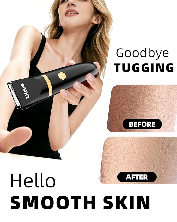 Ufree Body Hair Trimmer for Women, Manscape Pubic Hair Trimmer, 3 in 1 Body Grooming Kit for Lady, Waterproof Body Electric Shaver Razor, Grooming for Face and Body, Gifts for Women, Black