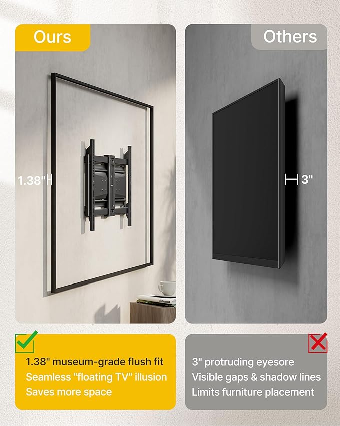 monTEK Heavy Duty Ultra Slim TV Wall Mount for 37-90 Inch TVs Up to 185lbs, Swivel & Tilt & Extension Wall Mount TV Bracket with Articulating Dual Arms, Low Profile Full Motion tv Mount