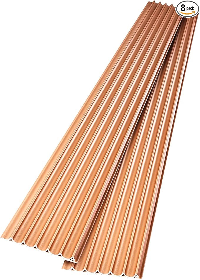 Art3dwallpanels Slat Wall Paneling, 104'' x 6.3'' Glossy Metal Finish WPC Soundproof 3D Wall Panels for Interior Wall Decor, 8 Pack Wavy Grain Panel Wall Slats, Glitter Gold