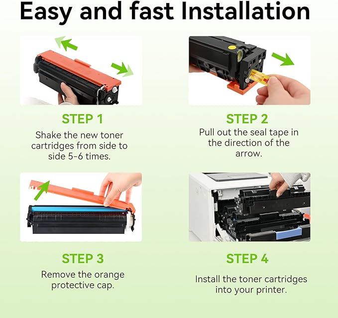 swiss toner 414X Toner Cartridges 4 Pack with Chip Compatible for HP 414X 414A Toner Replacement for HP Color LaserJet Pro MFP M479fdw M479fdn M479dw Pro M454dw M454dn M479 M454 M480f W2020X (BCMY)