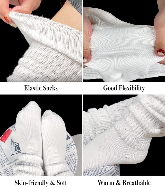 Women's Extra Knit Japanese Style Loose Socks White Lolita Leg Warmer Bubble - Image 3