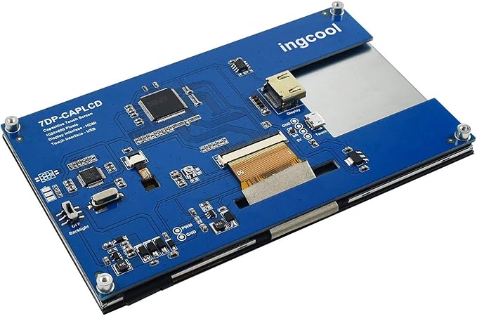 Ingcool 7 inch HDMI LCD 1024x600 Resolution Capacitive Touch Screen IPS Display Module Compatible with Raspberry Pi 4 3 2 1 B B+ A+, PC, Supports Windows 10/8.1/8 / 7