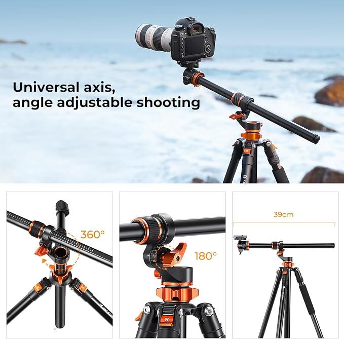 K&F CONCEPT 90''/230cm Ultra High Camera Tripod T254A7+BH-28L | Horizontal - Image 3
