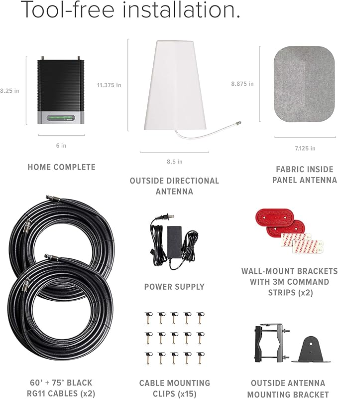 weBoost Home Complete | Powerful Multi-Carrier Cell Phone Signal Booster for 5G & 4G LTE | Simultaneous support for all U.S. Carriers - Verizon, AT&T, T-Mobile & more (model# 470145), DIY