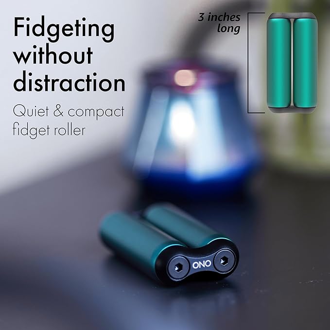 ONO Roller - Handheld Fidget Toy for Adults | Help Relieve Stress, Anxiety, Tension | Promotes Focus, Clarity | Compact, Portable Design (Teal, Junior Size - Aluminum)