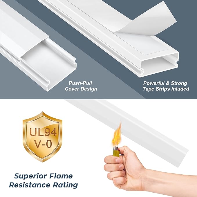 YCLYC 62.8in Cable Cover Wall, Beige Wire Cover for Wall, Paintable Cord Cover Wall Kit, Cord Hiders for TV on Wall, Hide Cords Wall Mounted TV - Cord Concealer Cable Channel 4xL15.7in W0.98in H0.5in