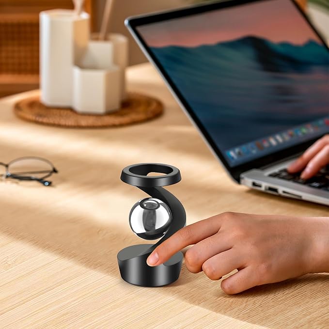 Kinetic Desk Toys, Metal Fidget Toys for Office, Adults & Kids, Optical Illusion Toys, Black Silver