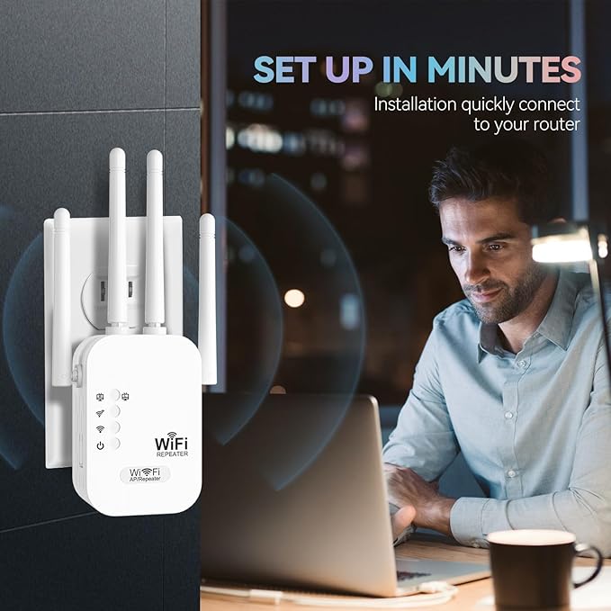 2025 WiFi Extenders Signal Booster for Home Long Range Up to 9800 sq. ft & 40 Devices, WiFi Extender Signal Booster, Internet Booster, Long Range WiFi Extender,Quick Setup-Medium