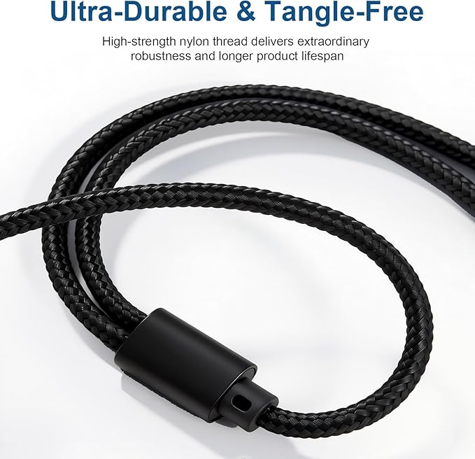 Tavirela Headphone Splitter, Upgraded Nylon Braided 3.5mm Audio Stereo Y Aux Splitter, Dual Headphone Jack Adapter 1 Male to 2 Female for Sharing Music, Compatible with Phone, Switch, PC, Tablet