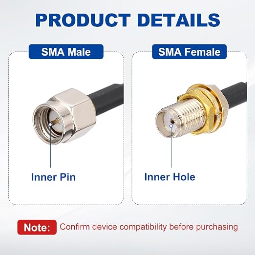 MECCANIXITY SMA Antenna Extension Cable, 13.1ft SMA Male Inner Pin to Female - Image 3