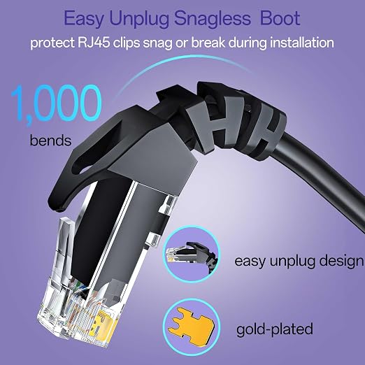 Cat 6 Ethernet Cable 1FT, Cat6 Ethernet Patch Cable 10Gbps, High-Speed UTP Cat6 - Image 4