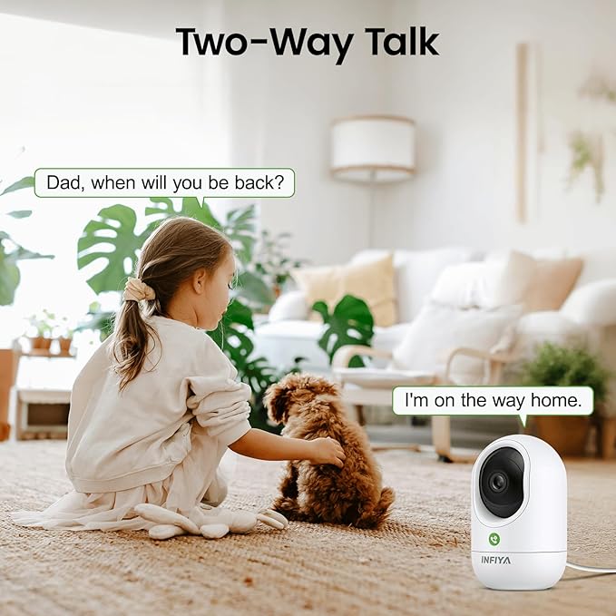 INFIYA 2K Baby Camera-WiFi Home Security Cameras Indoor via One-Tap Call with Elderly/Baby/Nanny, Motion Alert, Local/Optional Cloud Storage, Compatible with Alexa/Google Home, K7 1Pack (2.4GHz Only)