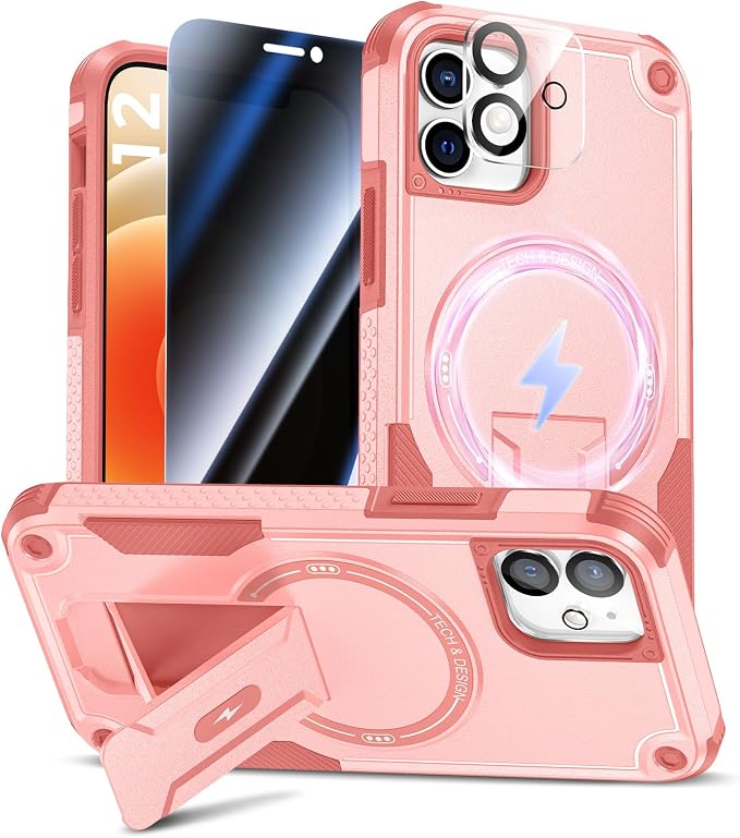 Goton for iPhone 12 Case with Privacy Tempered Glass Screen Protector & Camera by Goton