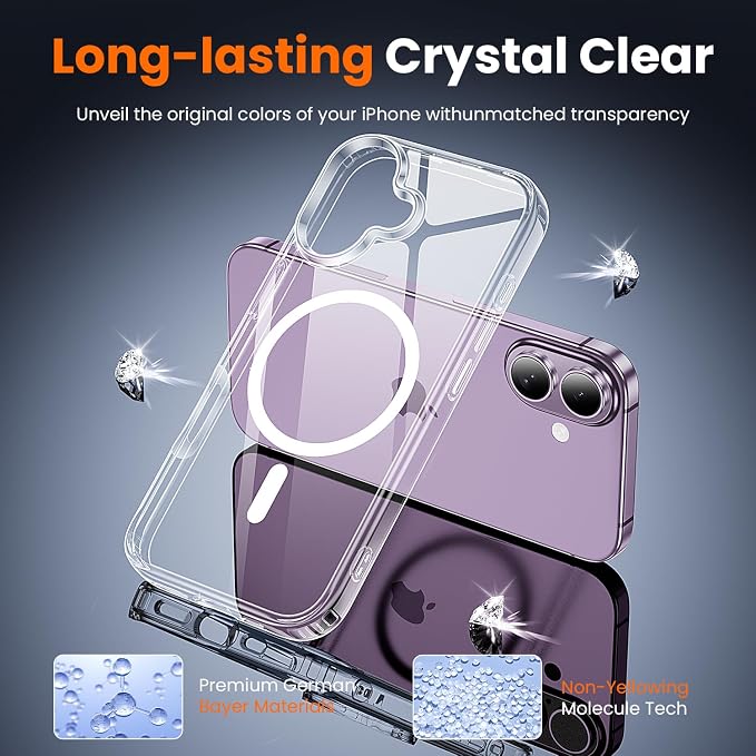 toushion 3 in 1 for iPhone 17 Case Clear, Fits MagSafe, Not Yellowing, Screen - Image 6