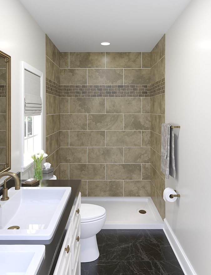 Miseno MSW-603696RFL Readyset 60" X 36" X 96" Fifteen Panel Alcove Shower Wall Kit - Stone Sierra