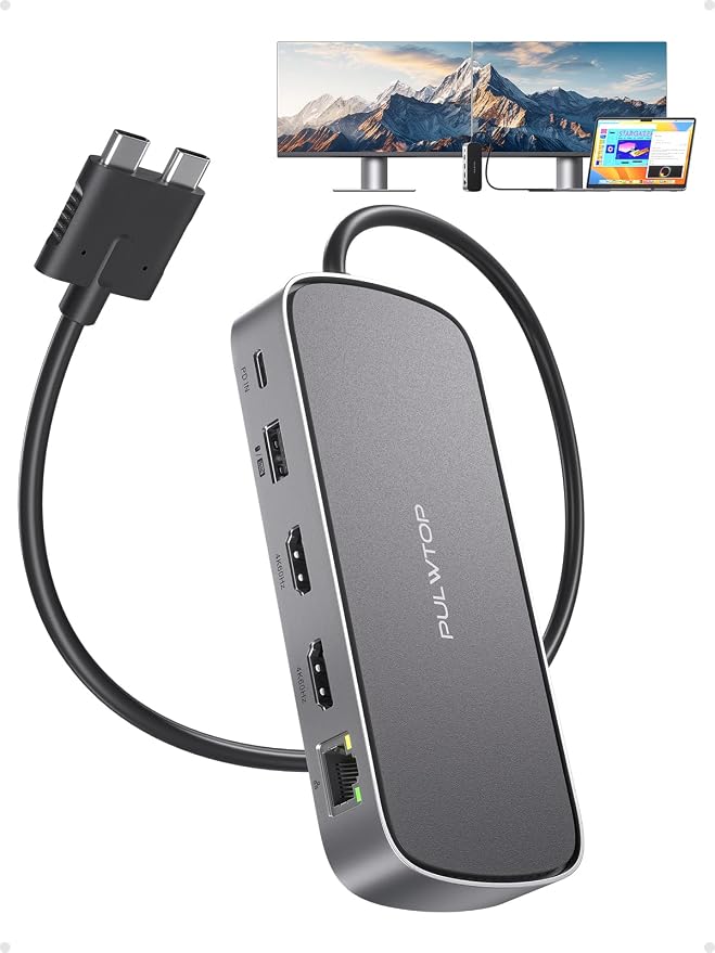 MacBook Pro Docking Station Dual Monitor 4K@60Hz by PULWTOP