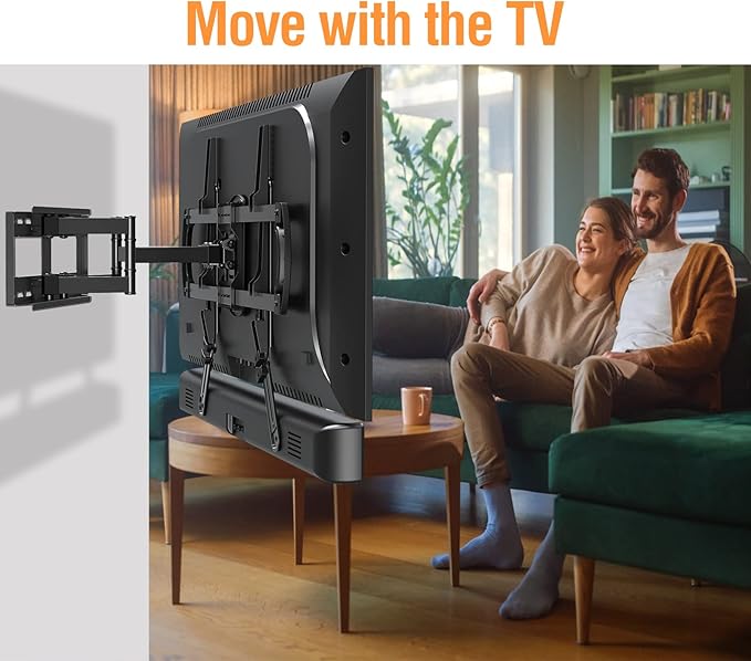 ELIVED Soundbar Mount, Sound Bar TV Bracket, for Mounting Above or Under TV, Fits Most Sound Bars Up to 15 Lbs, Tool-Free Knob Adjustable, for 23-90" tvs with Detachable Extension Arms and L-Brackets
