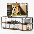 Aquzee 65 inch TV Stand, Entertainment Center for 40" 55" 60" 65" Television, Wood & Metal TV Console Table,Single Shelf Load 210lbs, 3Tiers Storage Rustic Television Stands, for Living Room Bedroom