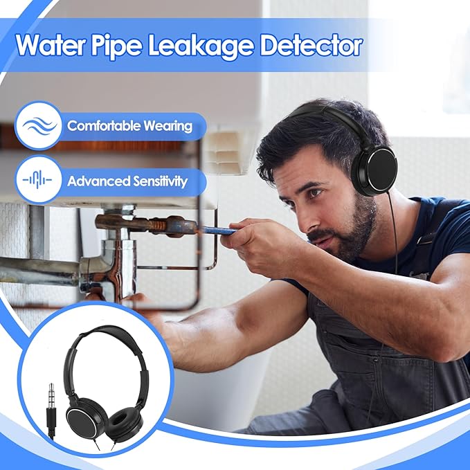 Water Leakage Detection for Home, Underground Water Leak Detector Sensor Alarm for Home, Pipe Leak Leakage Detector Sound Intensifier for Site Construction, Tube Construction, Car Maintenance (#2)
