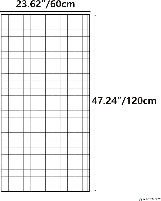 NACETURE Grid Wall Panels- 4 Pcs 2x4 ft Black Grid Wall Panel Display with 16 Gridwall Hooks & 10 S-Hooks, Space Saving Wire Mesh Panels for Retail, Garage, Home & Office Storage
