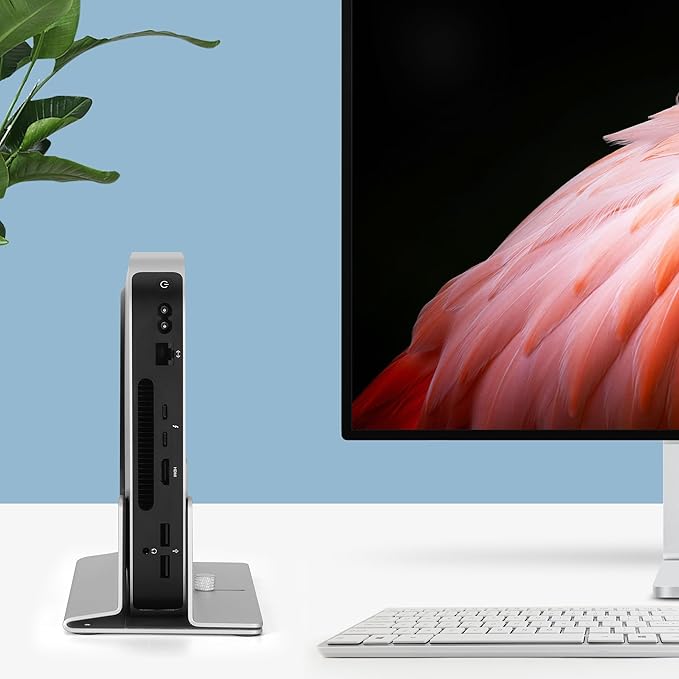 Psitek Adjustable Mac mini Stand Aluminium Vertical Laptop Holder Desk Mount - Universal Fit for Mac mini 2005-2023, Compatible with Laptop and Mini PC - Slot Width (10-52mm/0.4-2 inch)