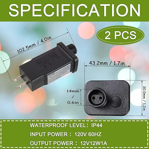SIGANDG 12V 12W LED Transformer Replacement Class 2 Power LED Controller with 8 Modes Supply for Christmas String Light Inflatable Decorations IP44 Waterproof Low Voltage Transformer(2 Pcs)
