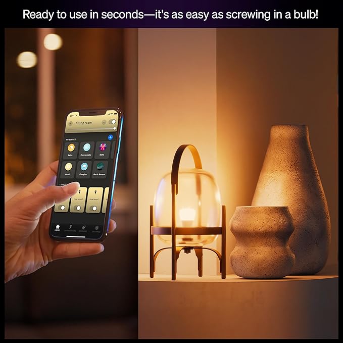 Philips Hue Smart LED A19 Bulb 2-Pack, White Color Ambiance, E26 Base, 7.2W, Full Spectrum Light 1000K-20000K, 810 Lumens, Dimmable, Works with Alexa, Google,& Apple Home