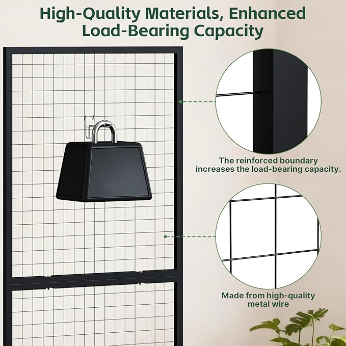 Maeklon 3 Pack Grid Wall Panel Rack, 3x6 Ft Metal Gridwall Display Stand with T-Base Wheels, Heavy-Duty Mobile Freestanding Racks with 20 Grid Hooks, for Retail Store, Craft Show, Boutique, Black