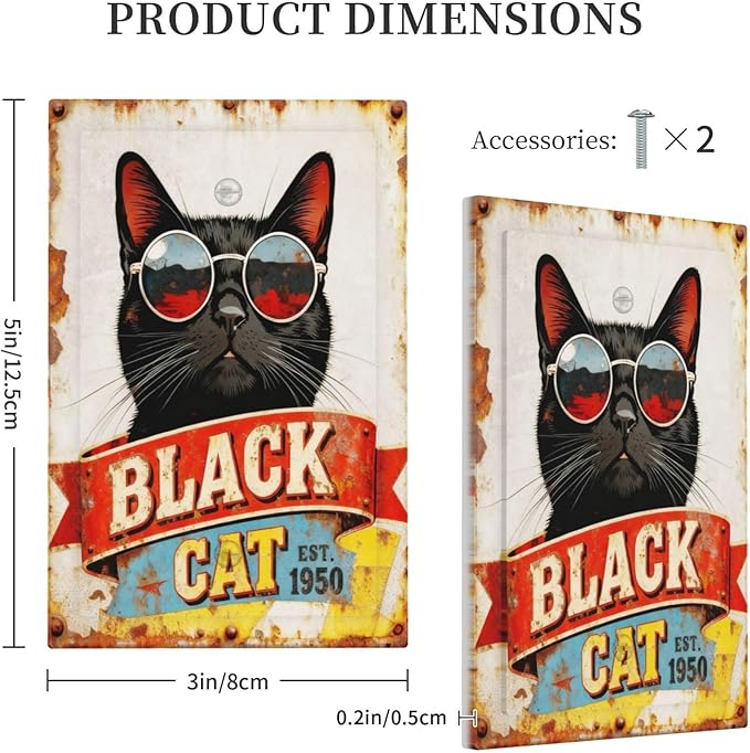 Bvtewkhz Black Cat Vintage No Device Single Blank Decorative Outlet Covers Light Switch Plate Electrical Receptacle Switchplate For Bathroom Kitchen Bedroom
