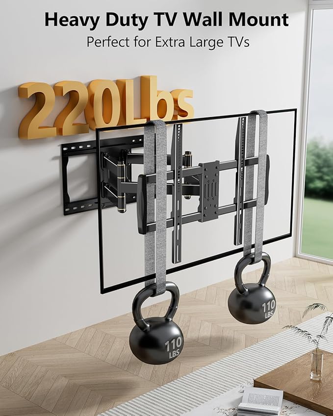 FORGING MOUNT Heavy Duty TV Wall Mount for 42-110" TVs up to 220lbs with 8.2" Sliding Moving for Screen Centering, Full Motion TV Mount Fit 24"-16" Studs with Swivel,Tilt&Level, Max VESA 800x600mm
