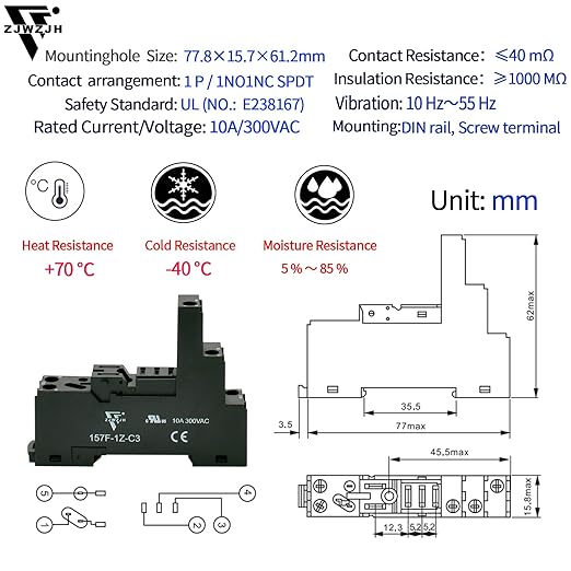 12 Amp Power Relay Switch Electromagnetic with Test Button 110V 120V SPDT 1NO 1NC Socket Base with Indicator Light, UL Certification (5 Pin- 12A, AC 110V)