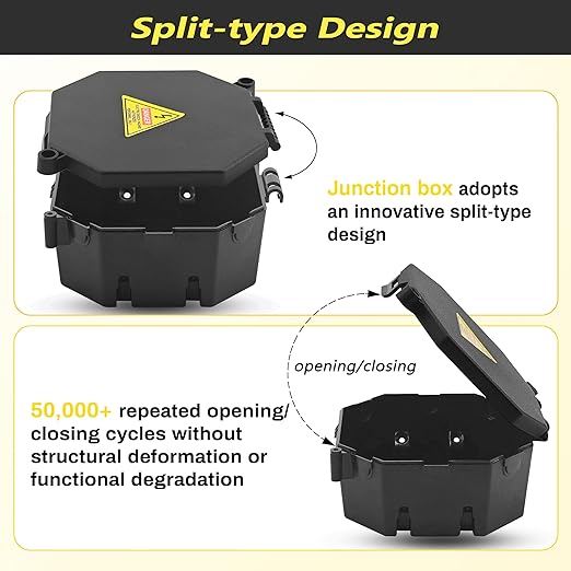 MIARALA Black Open Splice Junction Box (10 Pack), Splice Box Wire Electrical Junction Box with Cover V0 Flame Retardant Rating(Highest Level)