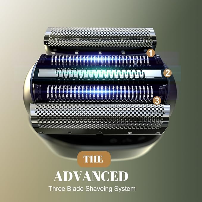 Tulzim Electric Foil Shaver for Men: Portable Electric Razor for Beard/Face - 3 Floating Blade LED Display USB-C Fast Rechargeable - IPX7 Waterproof for Travel & Home, Charcoal Black