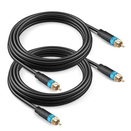 BlueRigger RCA Audio Subwoofer Cable (6FT - 2 Pack, Dual Shielded with Gold Plated RCA Connectors) – for Subwoofer, Amplifier, Home Theater