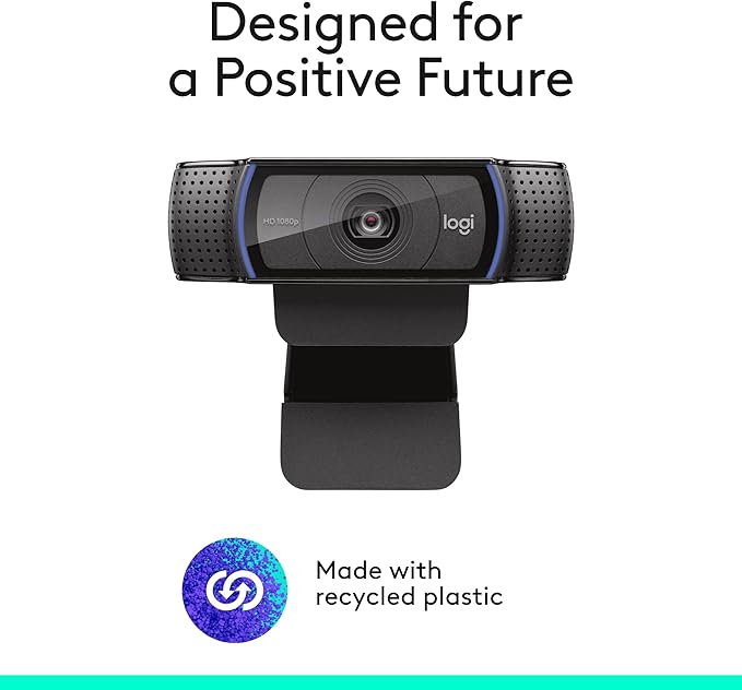 Logitech C920x HD Pro PC Webcam, Full HD 1080p/30fps Video, Clear Audio, HD Light Correction, Works with Microsoft Teams, Google Meet, Zoom, Nintendo Switch 2’s New GameChat Mode, Mac/Tablet- Black